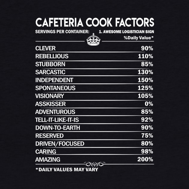 Cafeteria Cook T Shirt - Cafeteria Cook Factors Daily Gift Item Tee by Jolly358